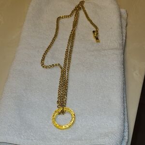 Ralph Lauren Gold Circular Pendant Necklace